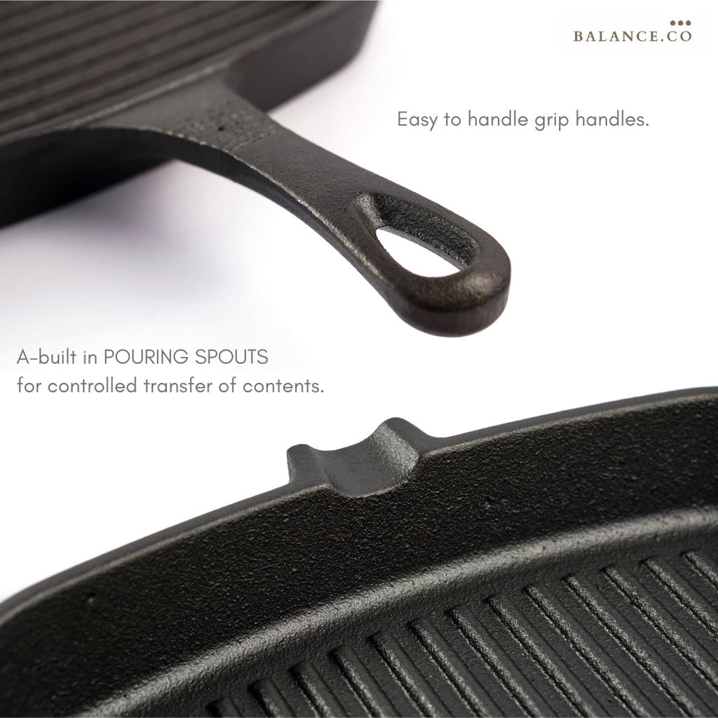 24CM Cast Iron Steak Grill Skillet