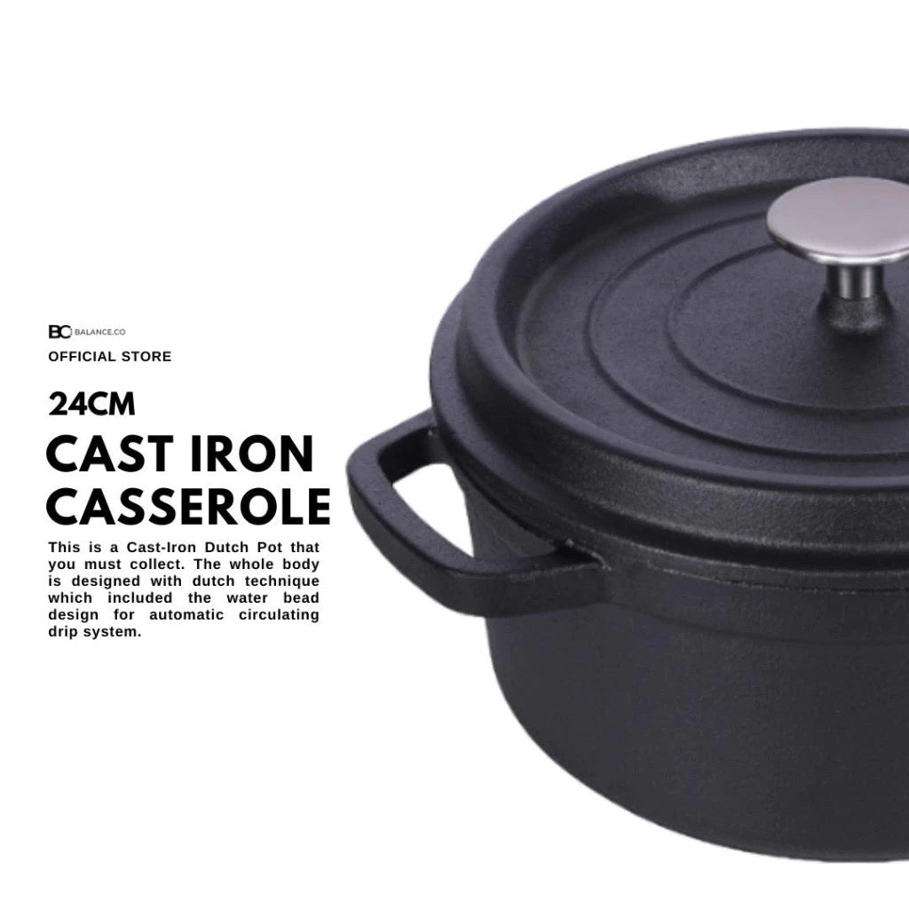 24cm Premium Cast Iron Dutch Oven Casserole