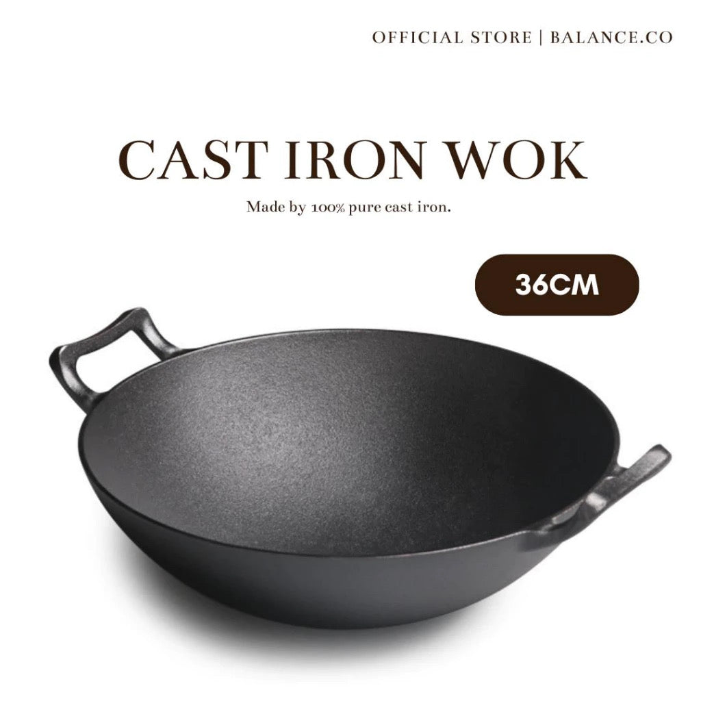 Premium Pre-seasoned Pure Cast Iron Wok