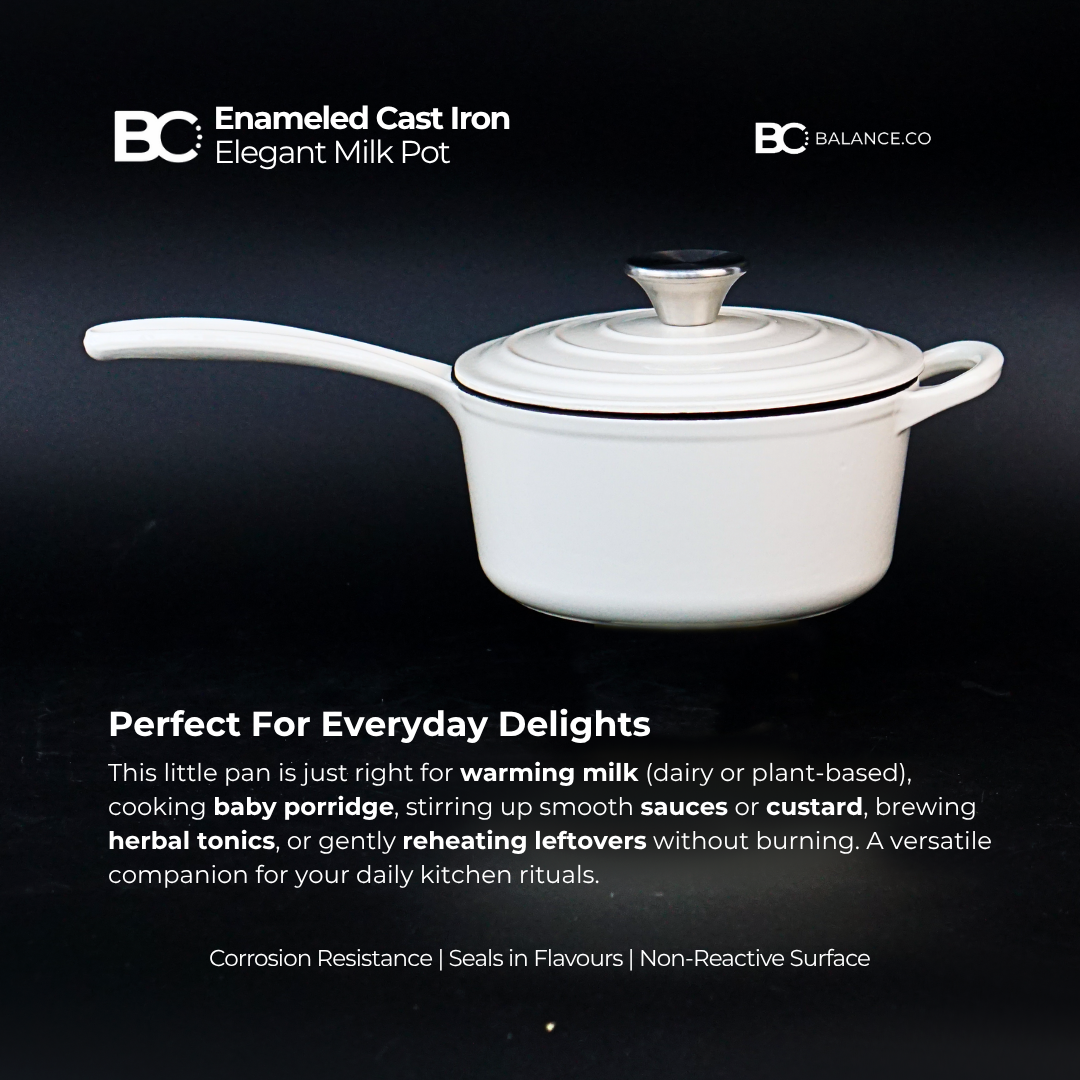 19cm Enameled Cast Iron Milk Pot - Flat Base Cooking Pot for Soup, Milk & Sauce