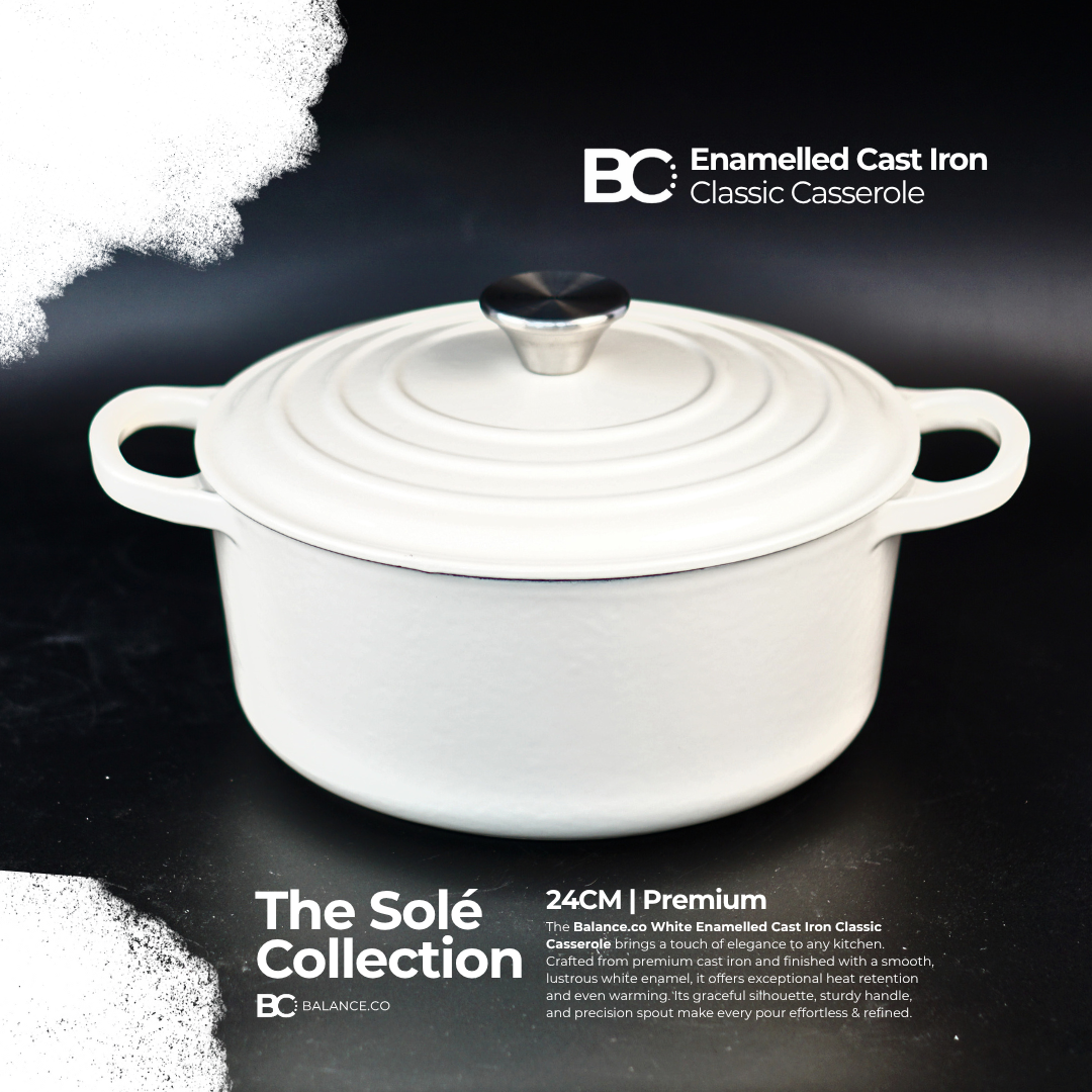 24cm Enameled Cast Iron Classic Casserole – 5L Dutch Oven for Stew, Soup & Sourdough | Induction Ready