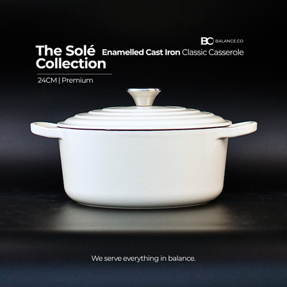 24cm Enameled Cast Iron Classic Casserole – 5L Dutch Oven for Stew, Soup & Sourdough | Induction Ready