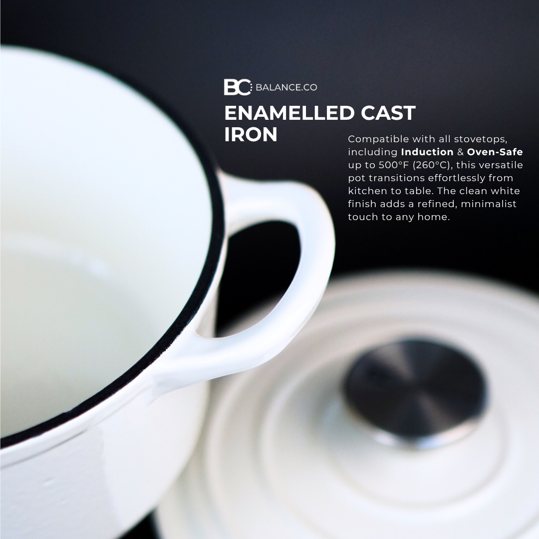 24cm Enameled Cast Iron Classic Casserole – 5L Dutch Oven for Stew, Soup & Sourdough | Induction Ready