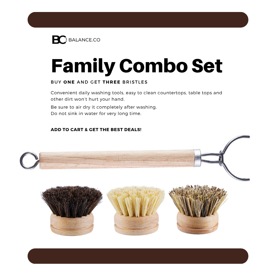 Balance.co Long Handle Kitchen Brush | Bamboo Handle & Sisal Bristles | Berus Dapur