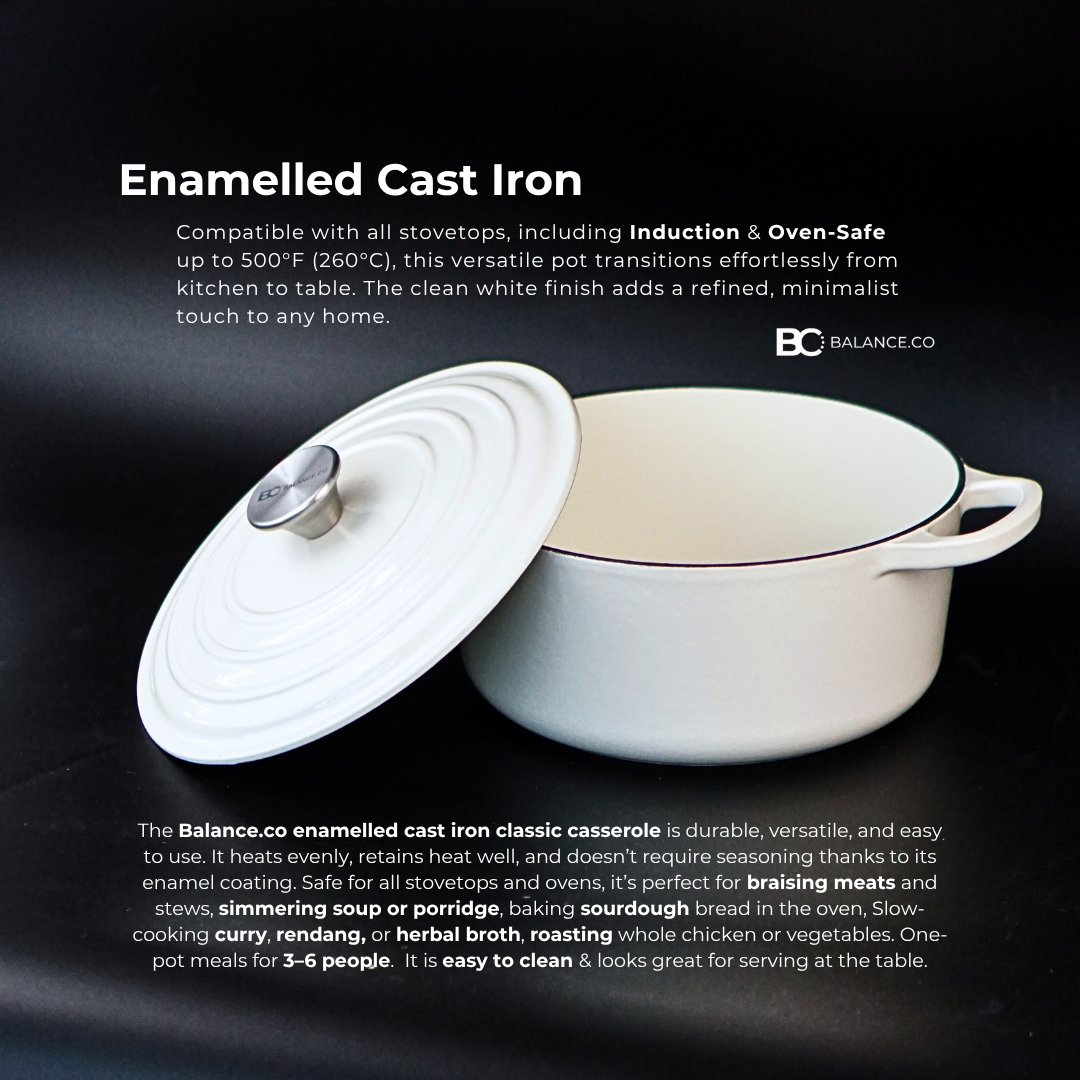 24cm Enameled Cast Iron Classic Casserole – 5L Dutch Oven for Stew, Soup & Sourdough | Induction Ready