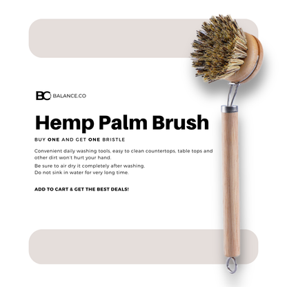 Balance.co Long Handle Kitchen Brush | Bamboo Handle & Sisal Bristles | Berus Dapur