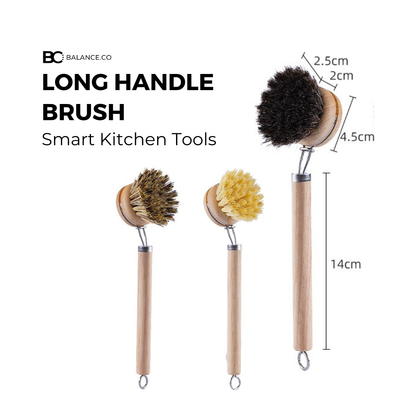 Balance.co Long Handle Kitchen Brush | Bamboo Handle & Sisal Bristles | Berus Dapur