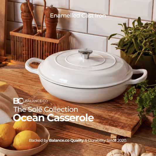 30cm Enameled Cast Iron Ocean Casserole – Stew & Soup Dutch Oven | Induction & Oven Safe