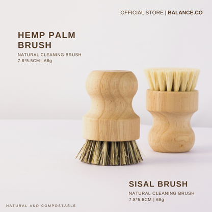 Balance.co Natural Kitchen Cleaning Brush | Bamboo Handle & Coconut Fibre Bristles | Berus Dapur