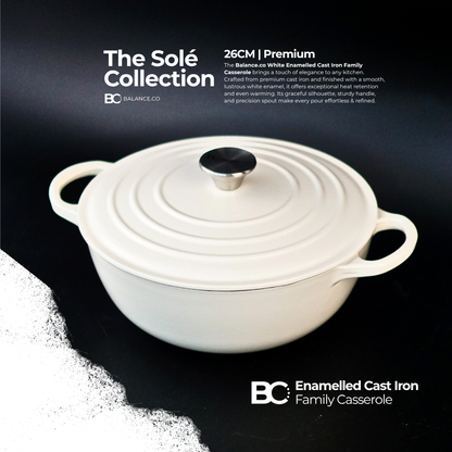 26cm Enameled Cast Iron Family Casserole – Dutch Oven for Stew, Soup & Sourdough