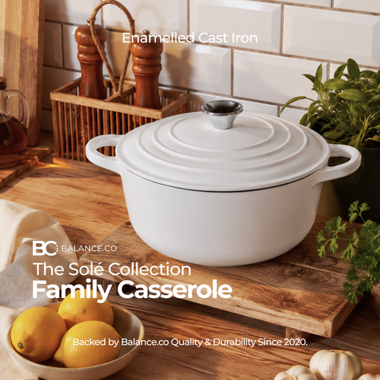 26cm Enameled Cast Iron Family Casserole – Dutch Oven for Stew, Soup & Sourdough
