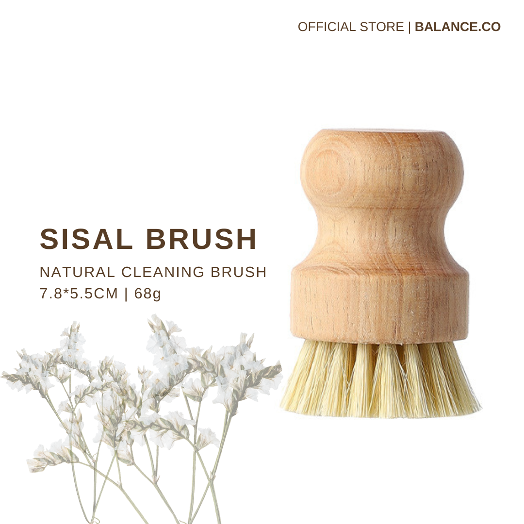 Balance.co Natural Kitchen Cleaning Brush | Bamboo Handle & Coconut Fibre Bristles | Berus Dapur