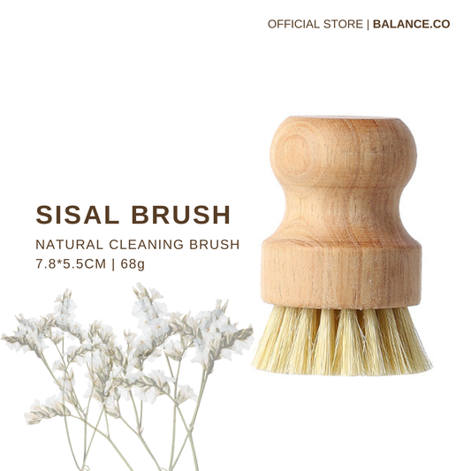 Balance.co Natural Kitchen Cleaning Brush | Bamboo Handle & Coconut Fibre Bristles | Berus Dapur