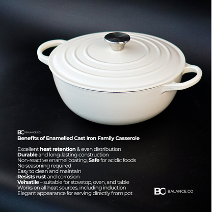 26cm Enameled Cast Iron Family Casserole – Dutch Oven for Stew, Soup & Sourdough