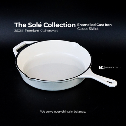 26cm Enameled Cast Iron Classic Skillet – Modern Frying Pan, Chemical-Free & Durable