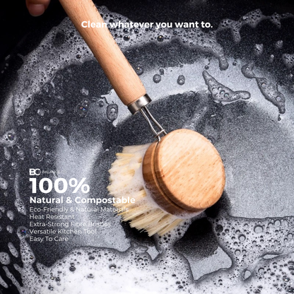 Balance.co Long Handle Kitchen Brush | Bamboo Handle & Sisal Bristles | Berus Dapur