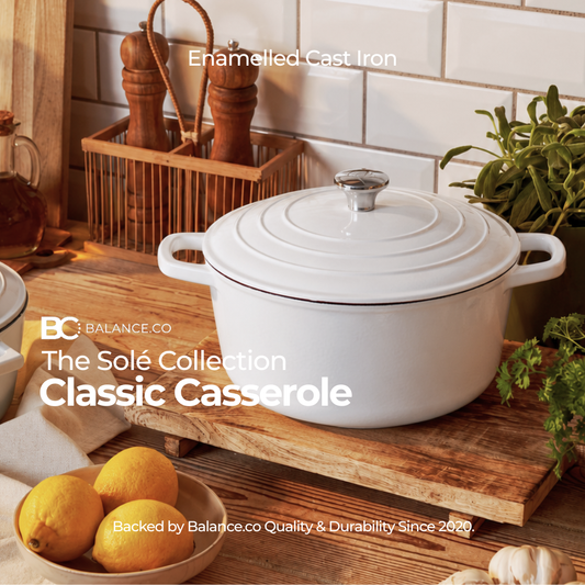 24cm Enameled Cast Iron Classic Casserole – 5L Dutch Oven for Stew, Soup & Sourdough | Induction Ready
