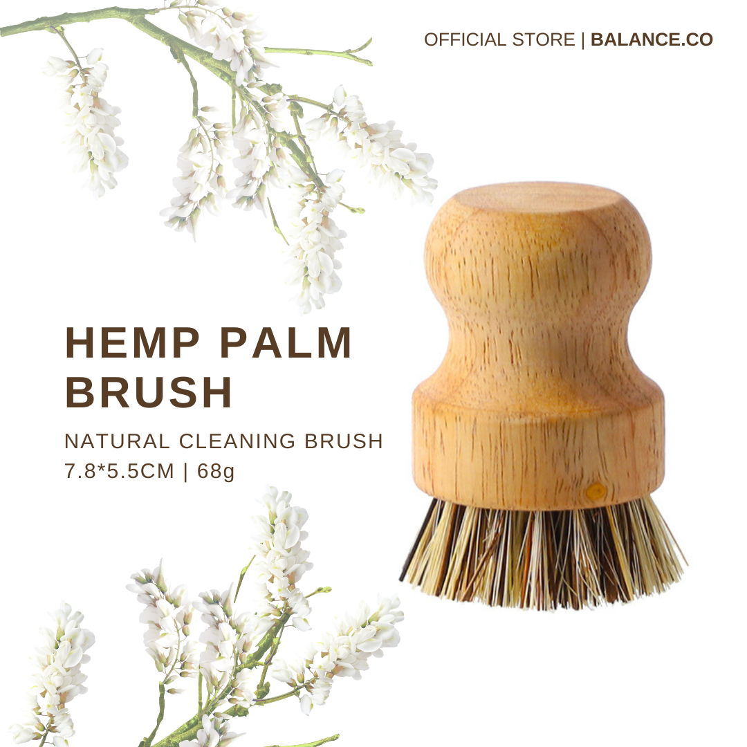Balance.co Natural Kitchen Cleaning Brush | Bamboo Handle & Coconut Fibre Bristles | Berus Dapur