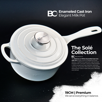 19cm Enameled Cast Iron Milk Pot - Flat Base Cooking Pot for Soup, Milk & Sauce