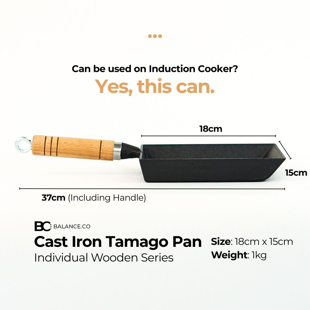 Cast Iron Tamagoyaki Pan – Wooden Handle Japanese Egg & Frying Pan