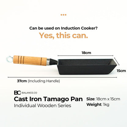 Cast Iron Tamagoyaki Pan – Wooden Handle Japanese Egg & Frying Pan