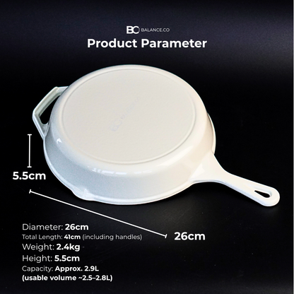 26cm Enameled Cast Iron Classic Skillet – Modern Frying Pan, Chemical-Free & Durable