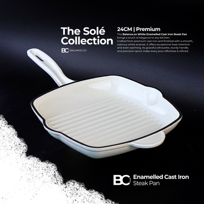 24cm Enameled Cast Iron Steak Skillet – Non-Toxic Frying Pan, Induction Friendly