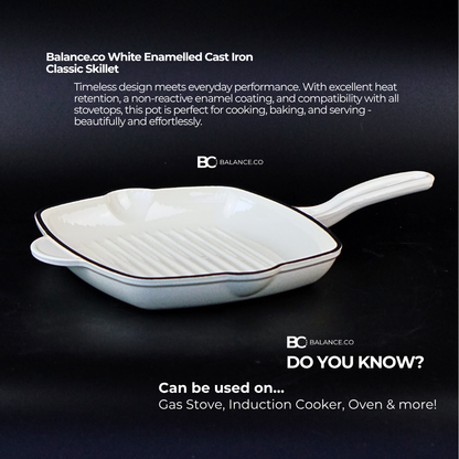 24cm Enameled Cast Iron Steak Skillet – Non-Toxic Frying Pan, Induction Friendly