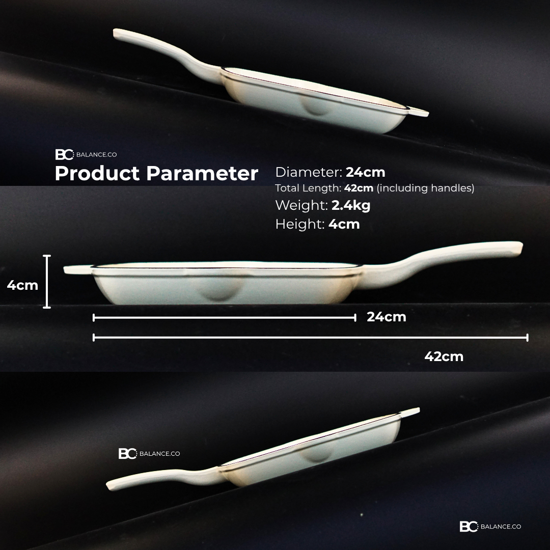 24cm Enameled Cast Iron Steak Skillet – Non-Toxic Frying Pan, Induction Friendly