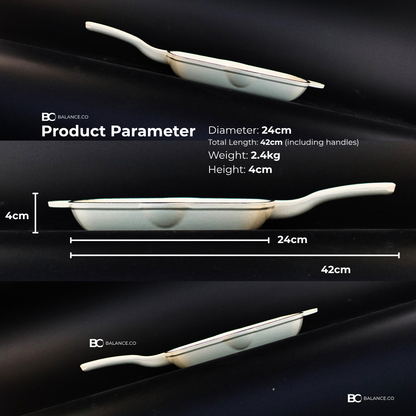 24cm Enameled Cast Iron Steak Skillet – Non-Toxic Frying Pan, Induction Friendly