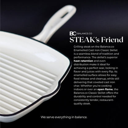 24cm Enameled Cast Iron Steak Skillet – Non-Toxic Frying Pan, Induction Friendly