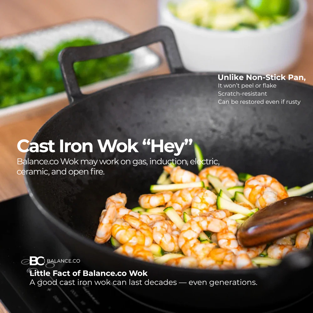 Premium Pre-seasoned Pure Cast Iron Wok
