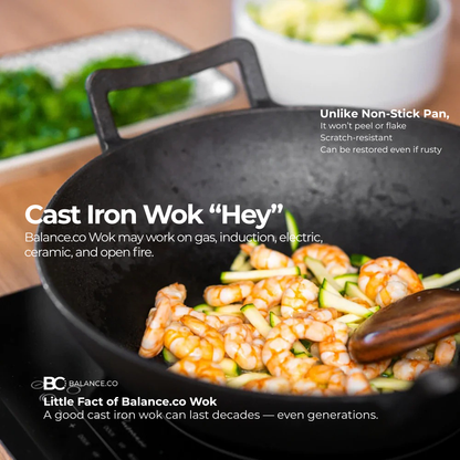 Premium Pre-seasoned Pure Cast Iron Wok