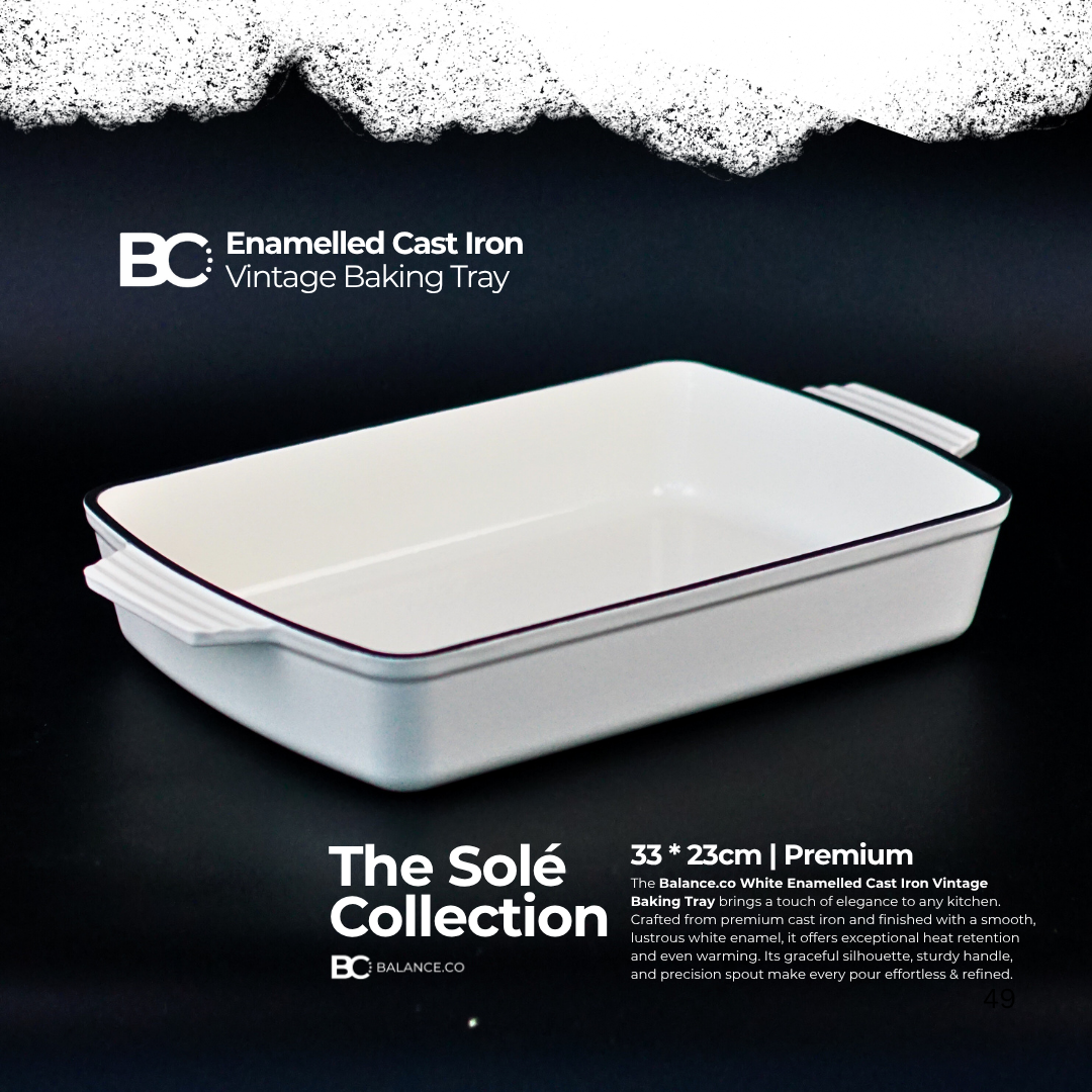 Enameled Cast Iron Vintage Baking Tray – 33cm x 23cm | Oven & Induction Friendly