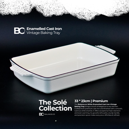 Enameled Cast Iron Vintage Baking Tray – 33cm x 23cm | Oven & Induction Friendly