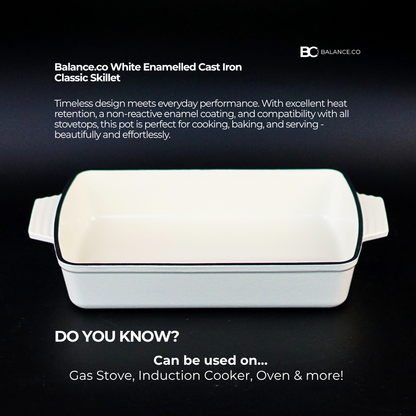 Enameled Cast Iron Vintage Baking Tray – 33cm x 23cm | Oven & Induction Friendly