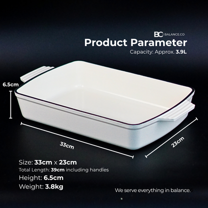 Enameled Cast Iron Vintage Baking Tray – 33cm x 23cm | Oven & Induction Friendly