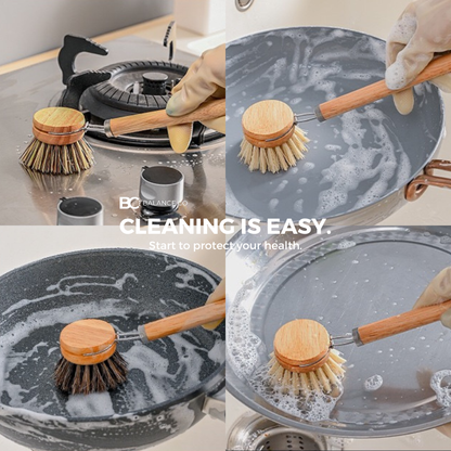 Balance.co Long Handle Kitchen Brush | Bamboo Handle & Sisal Bristles | Berus Dapur