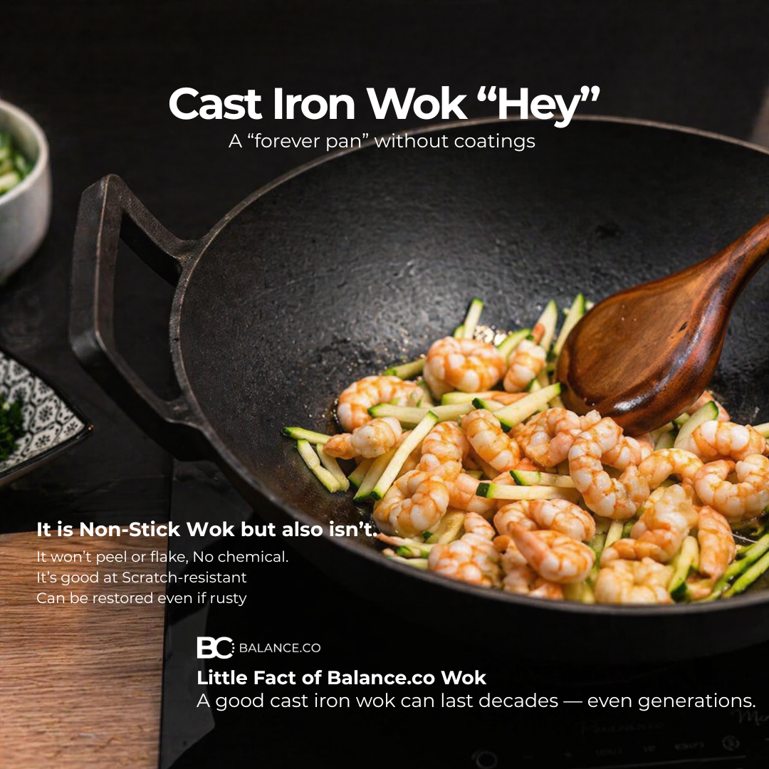 Premium Pre-seasoned Pure Cast Iron Wok
