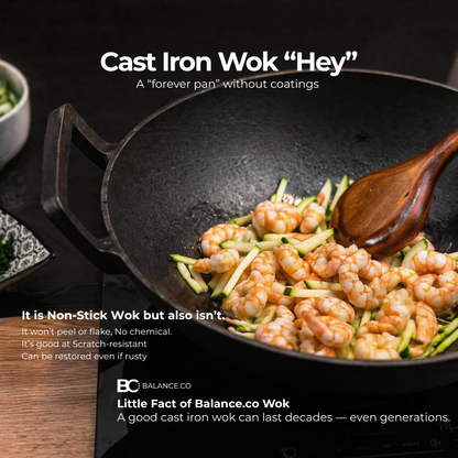 Premium Pre-seasoned Pure Cast Iron Wok