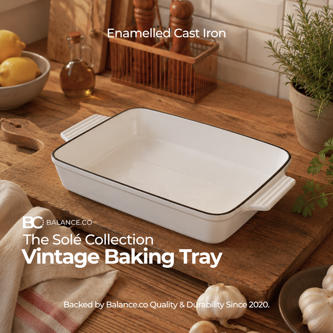 Enameled Cast Iron Vintage Baking Tray – 33cm x 23cm | Oven & Induction Friendly