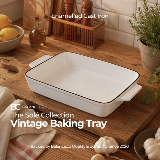Enameled Cast Iron Vintage Baking Tray – 33cm x 23cm | Oven & Induction Friendly