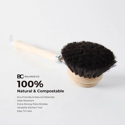 Balance.co Long Handle Kitchen Brush | Bamboo Handle & Sisal Bristles | Berus Dapur