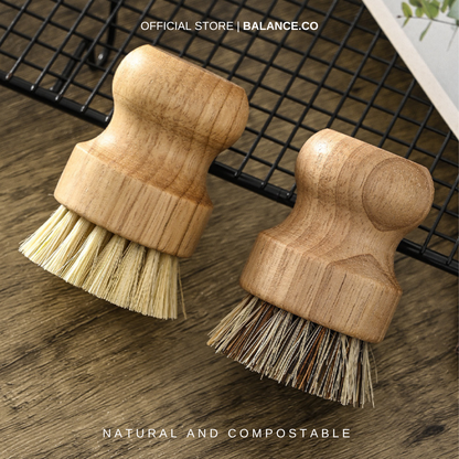 Balance.co Natural Kitchen Cleaning Brush | Bamboo Handle & Coconut Fibre Bristles | Berus Dapur