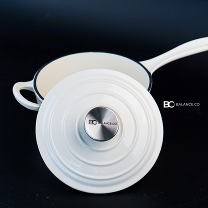 19cm Enameled Cast Iron Milk Pot - Flat Base Cooking Pot for Soup, Milk & Sauce