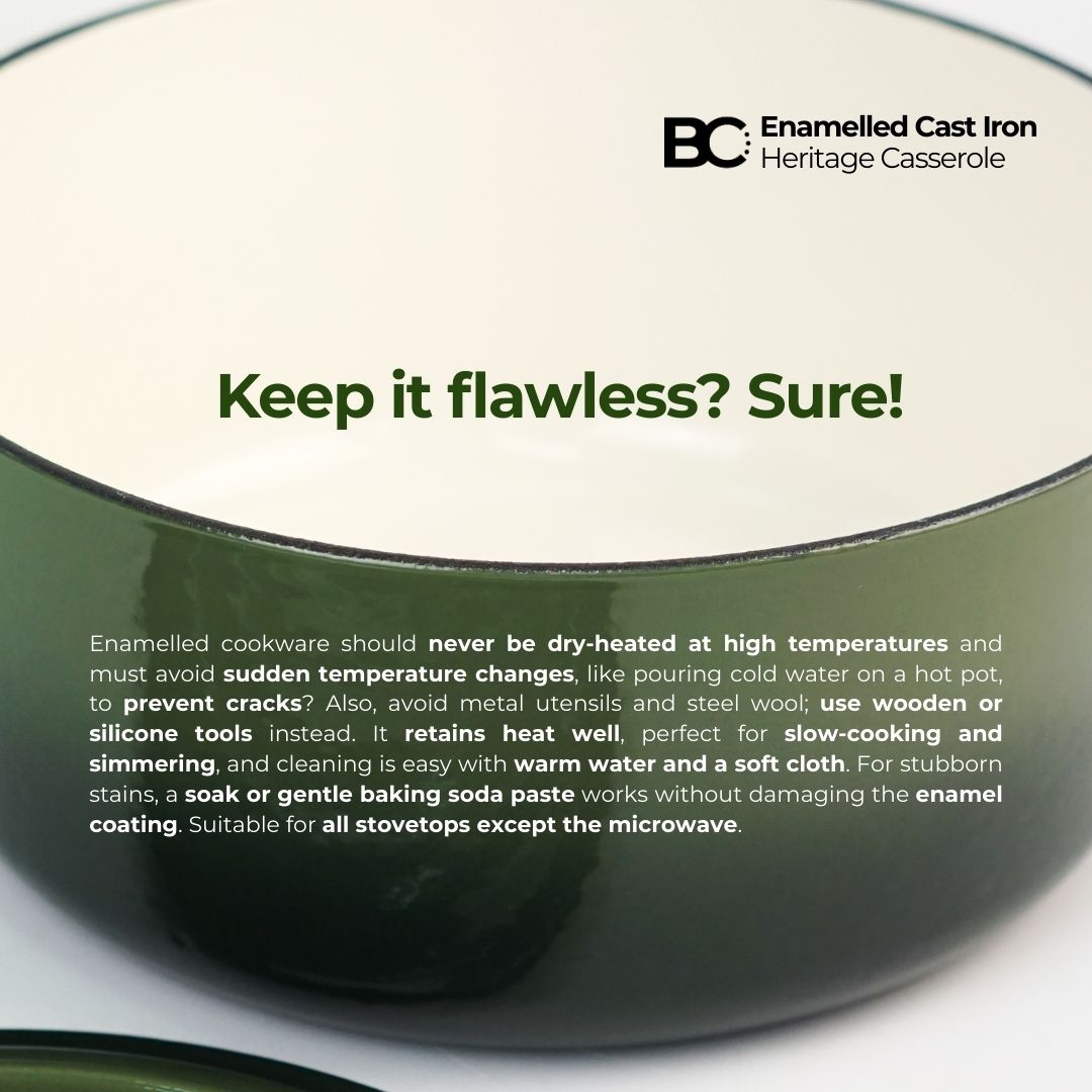 Balance.co 24cm Matcha Enamelled Heritage Casserole 4.3L Stew Pot Soup /Braise /Induction Compatible