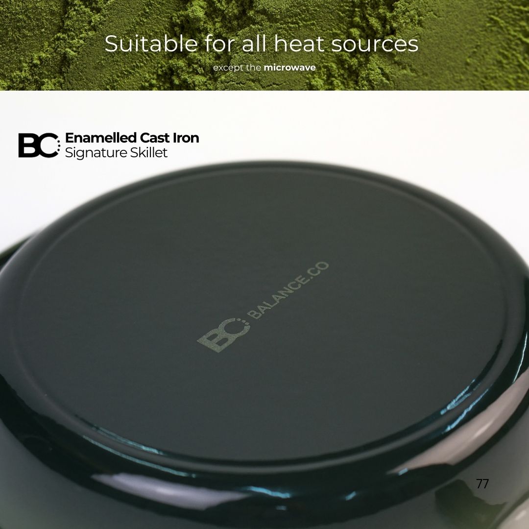 Balance.co 26cm Matcha Enamelled Signature Skillet 2L Frying Pan Sear Stir-Fry /Induction Compatible
