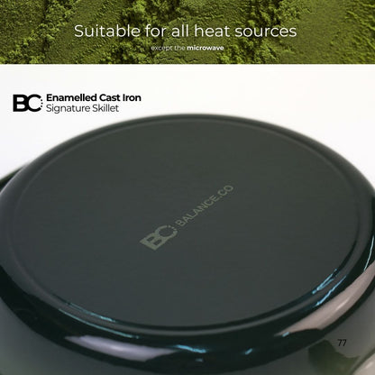 Balance.co 26cm Matcha Enamelled Signature Skillet 2L Frying Pan Sear Stir-Fry /Induction Compatible