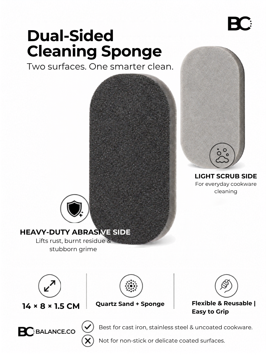 BlackGrey Two-Side Cleaning Sponge - Set of 3 for Kitchen or Bathroom