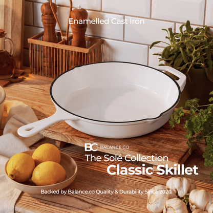 Balance.co 26cm The Sole Enamelled Cast Iron Classic Skillet 2L | Frying Pan | Induction Safe